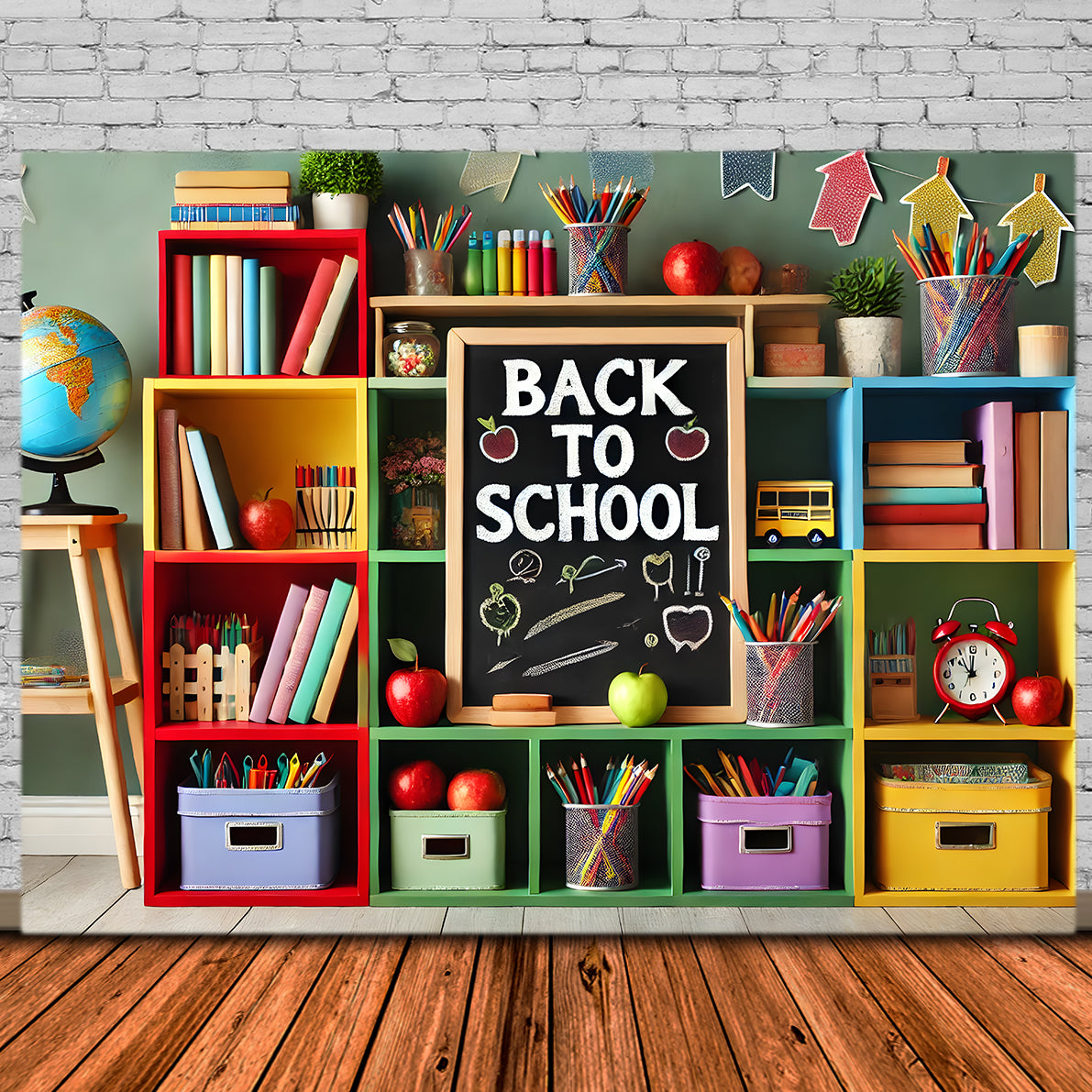 Back to School Storage Cabinet Backdrop UK RR7-232