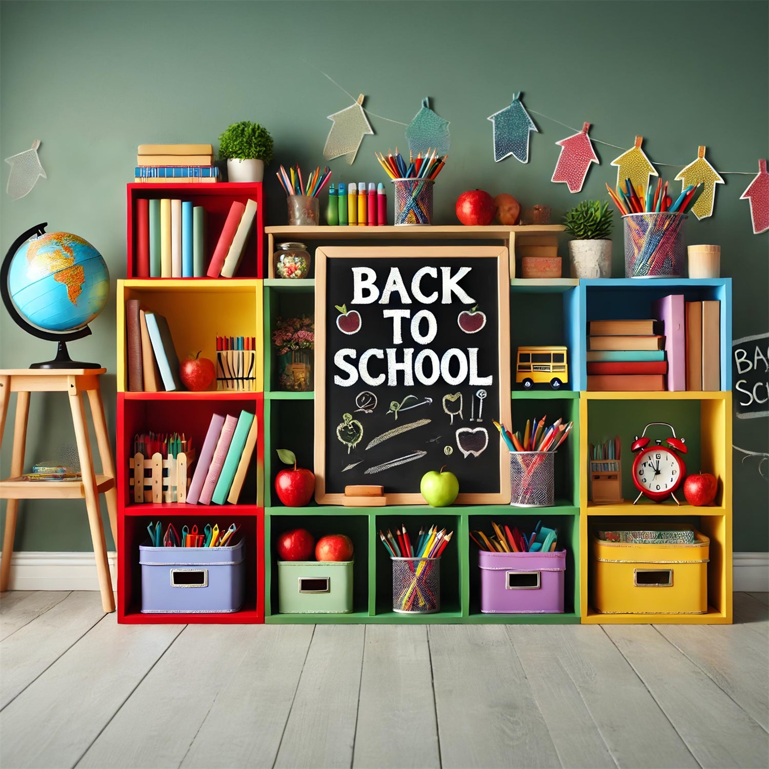 Back to School Storage Cabinet Backdrop UK RR7-232