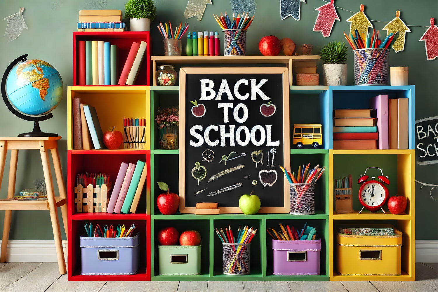 Back to School Storage Cabinet Backdrop UK RR7-232