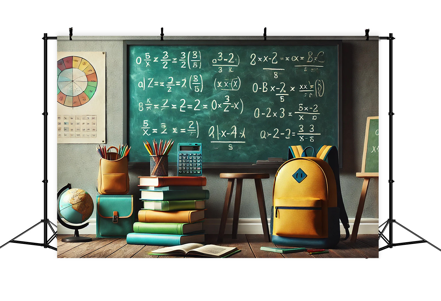 Back to School Equations Chalkboard Backdrop UK RR7-234