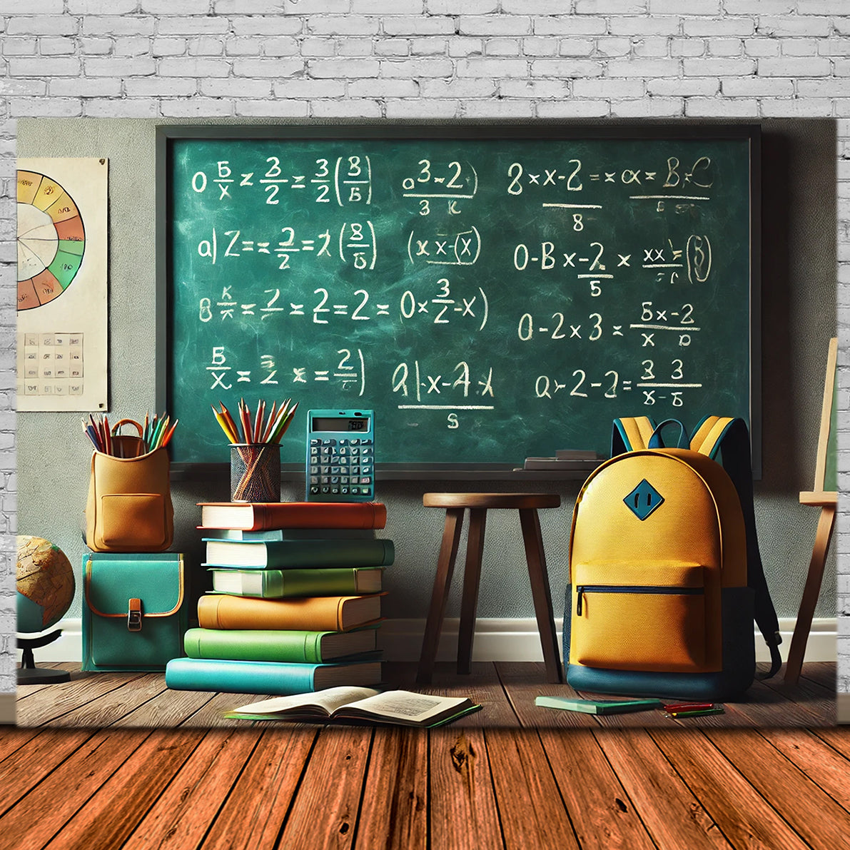 Back to School Equations Chalkboard Backdrop UK RR7-234