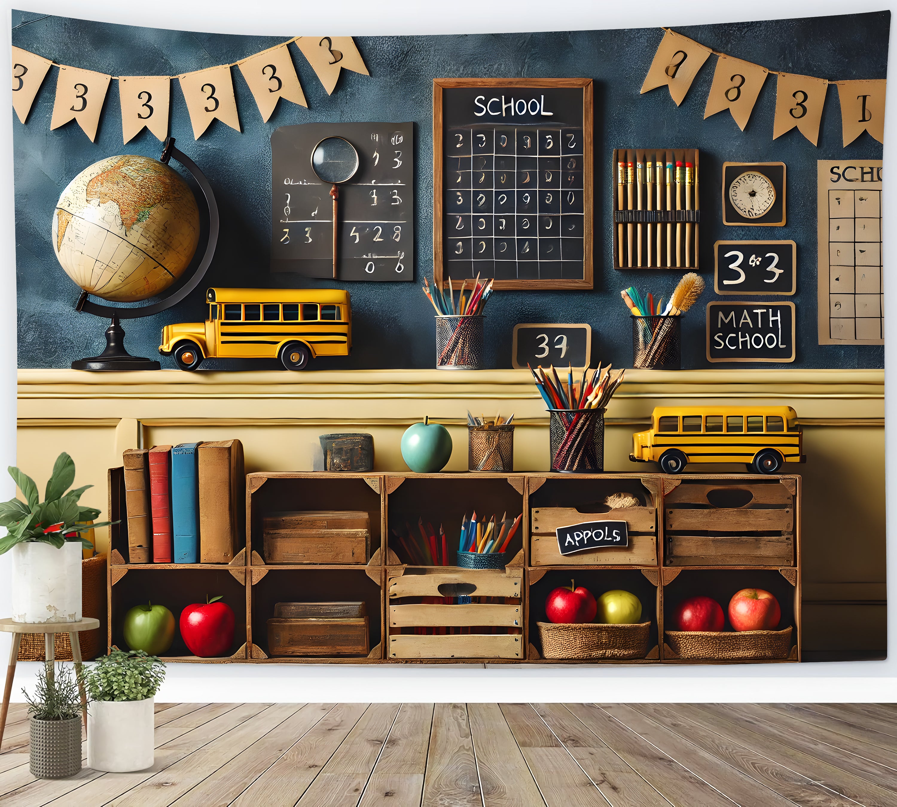 Pencils Globe Blackboard Back to School Backdrop UK RR7-236