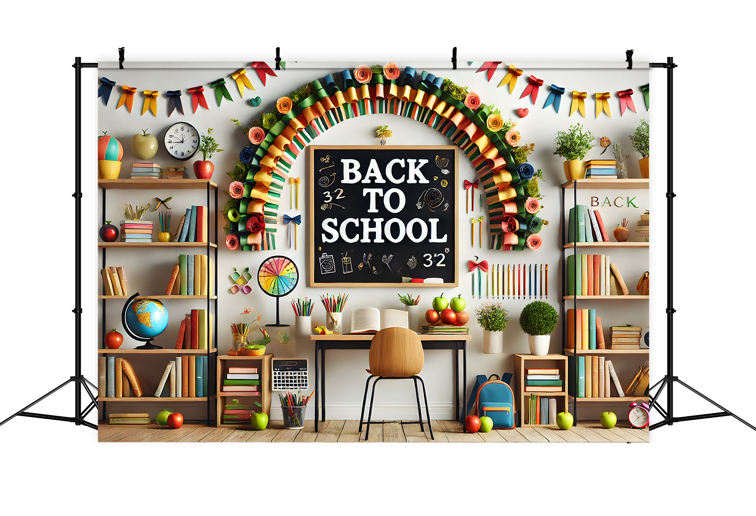 Back to School Decorated Study Room Backdrop UK RR7-237