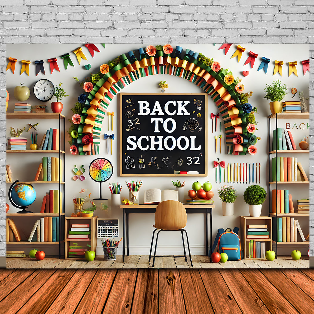 Back to School Decorated Study Room Backdrop UK RR7-237