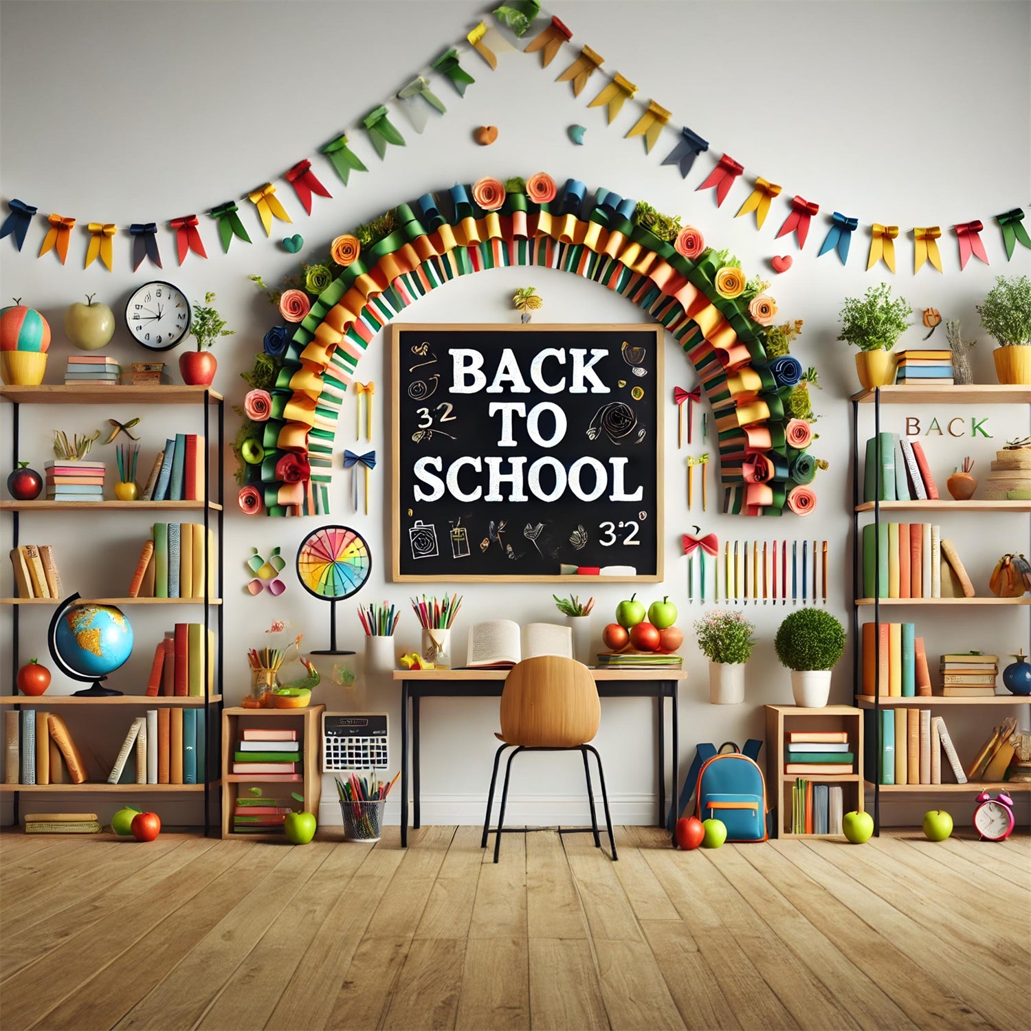 Back to School Decorated Study Room Backdrop UK RR7-237