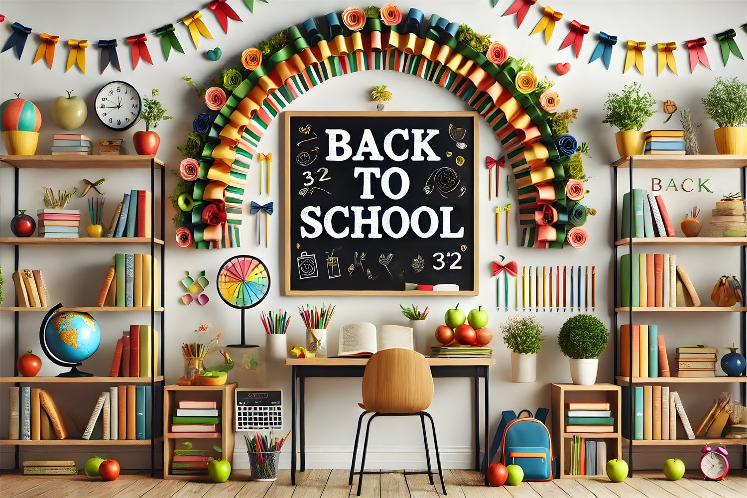 Back to School Decorated Study Room Backdrop UK RR7-237