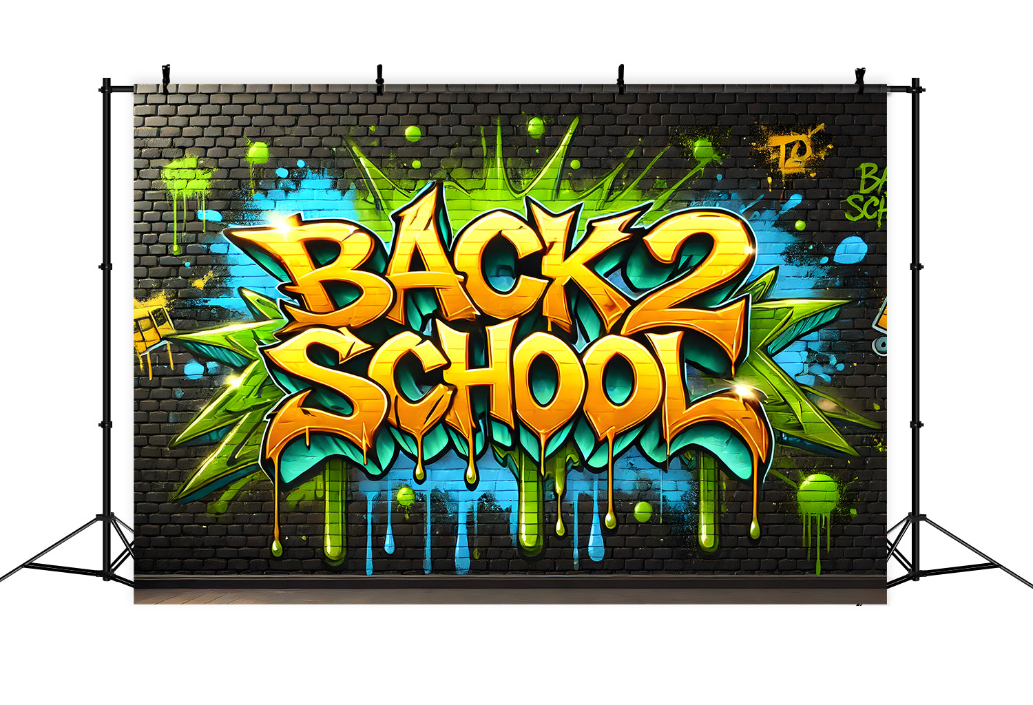 Back to School Brick Wall Graffiti Backdrop UK RR7-241