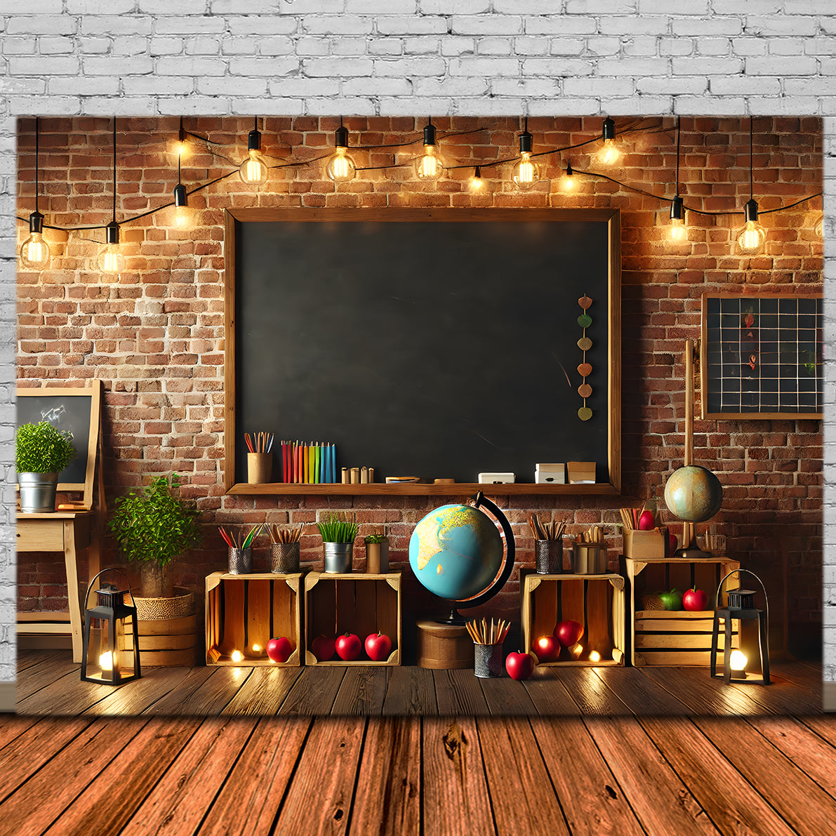 Brick Wall Blackboard Back to School Backdrop UK RR7-245