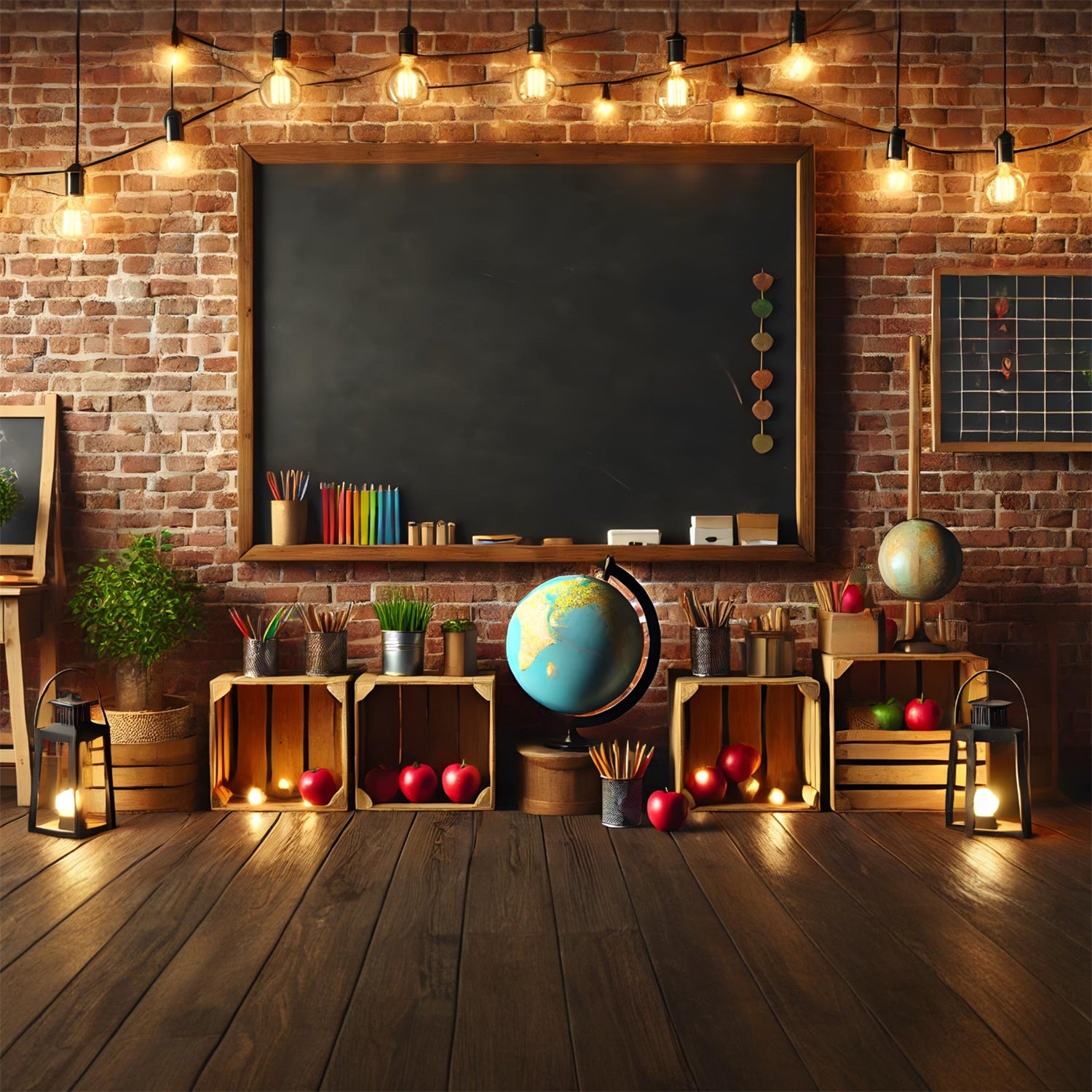 Brick Wall Blackboard Back to School Backdrop UK RR7-245