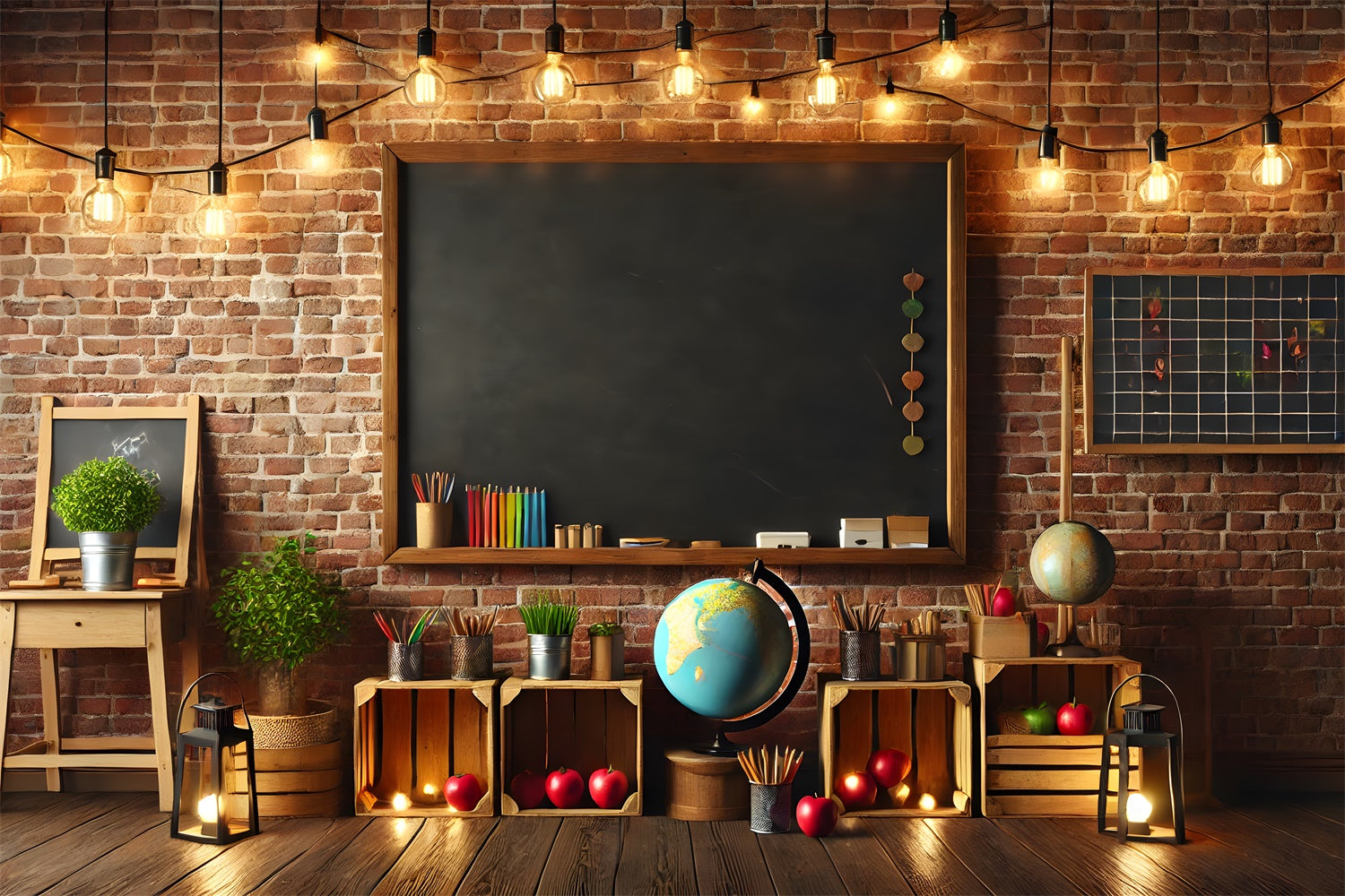 Brick Wall Blackboard Back to School Backdrop UK RR7-245