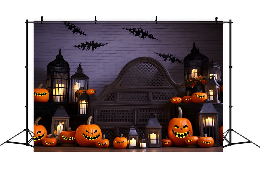 Halloween Pumpkin Lanterns Haunted Castle Backdrop UK RR7-249