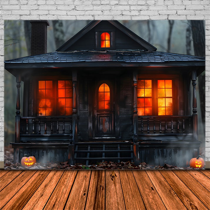 Halloween Pumpkin Spooky CabinWoods Backdrop UK RR7-257