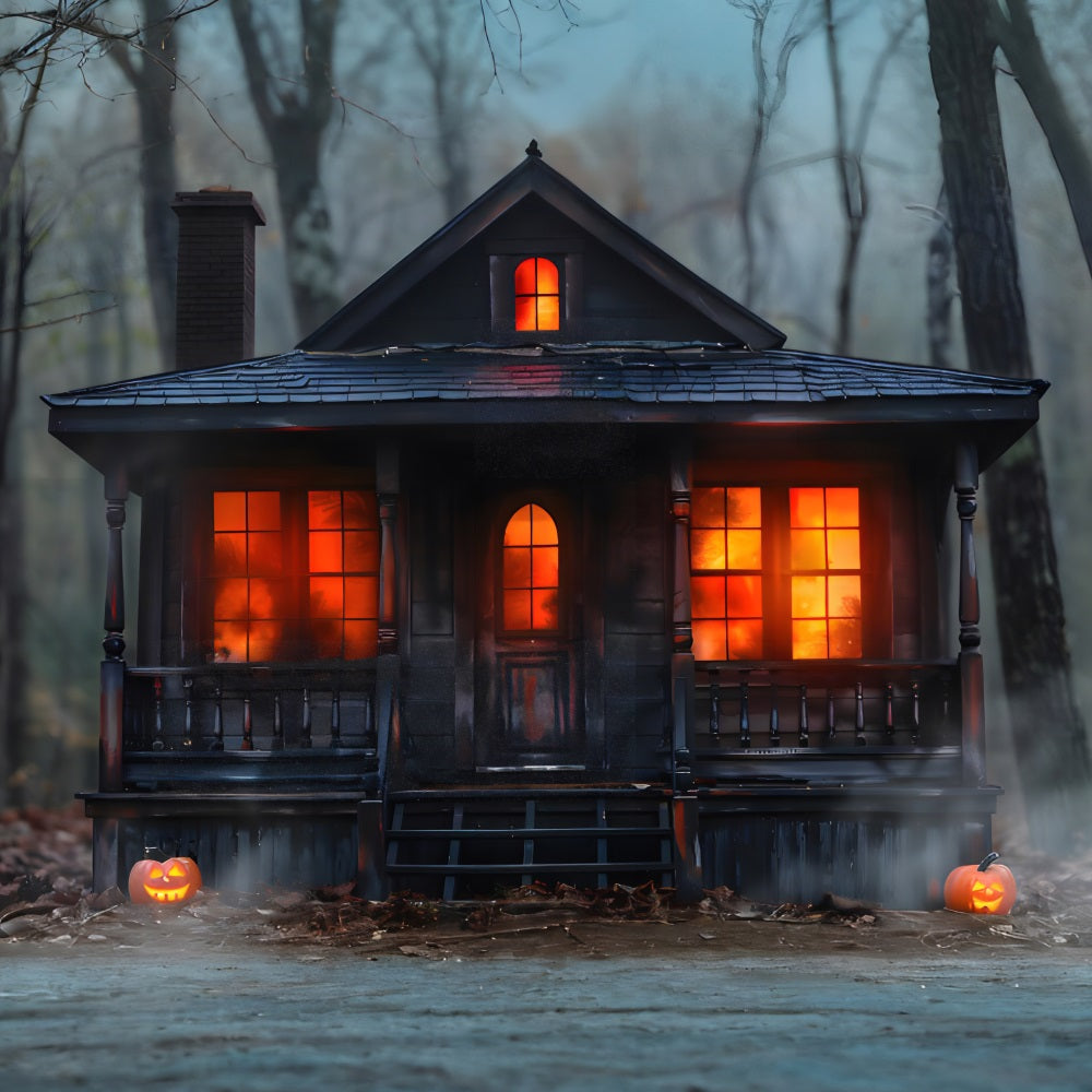 Halloween Pumpkin Spooky CabinWoods Backdrop UK RR7-257