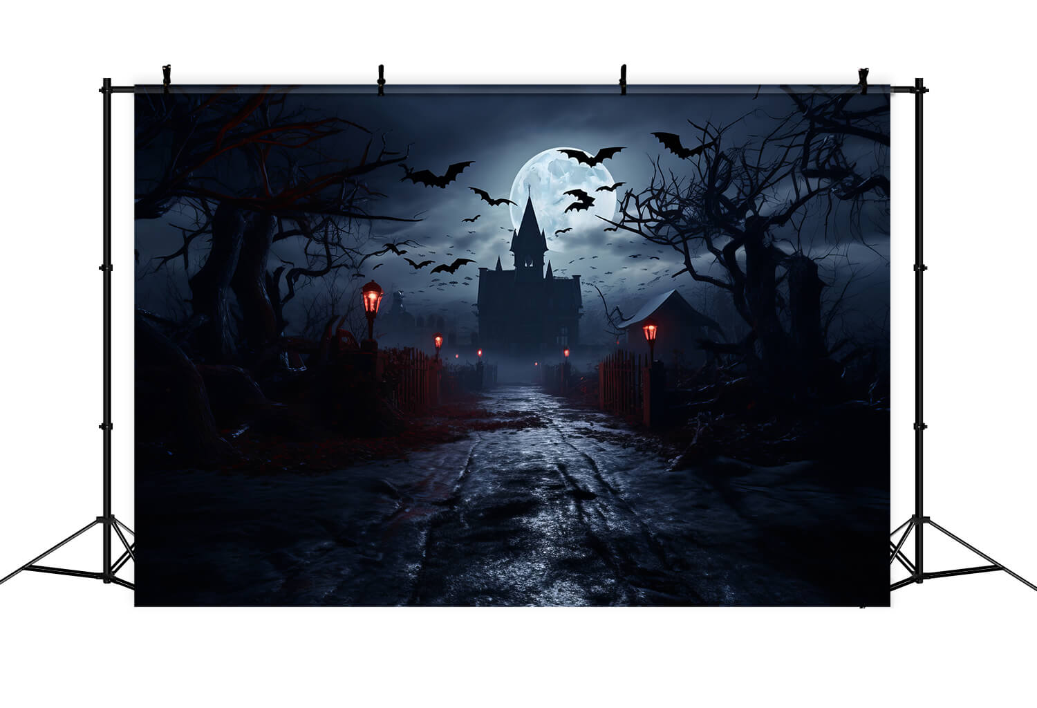 Spooky Halloween Haunted Houses Backdrop UK RR7-26