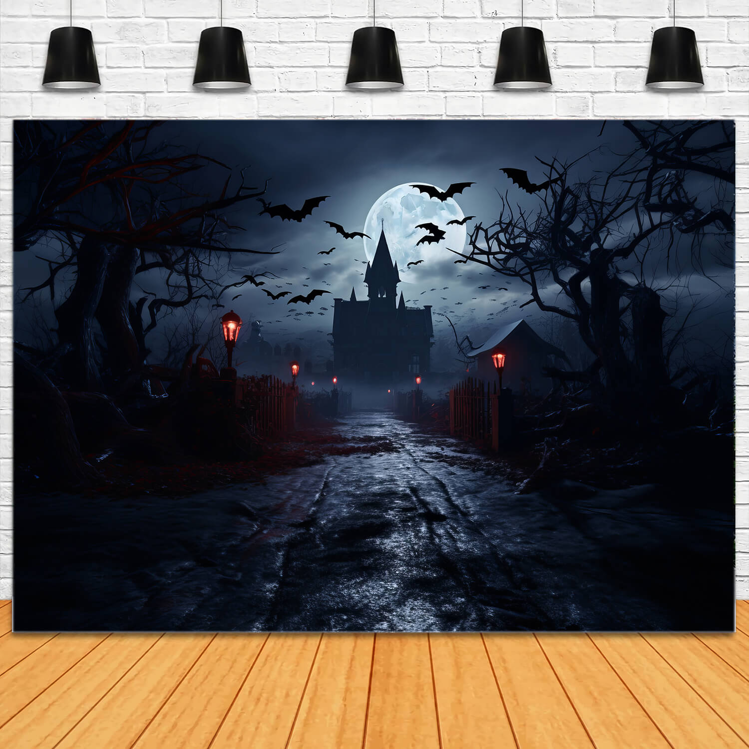 Spooky Halloween Haunted Houses Backdrop UK RR7-26