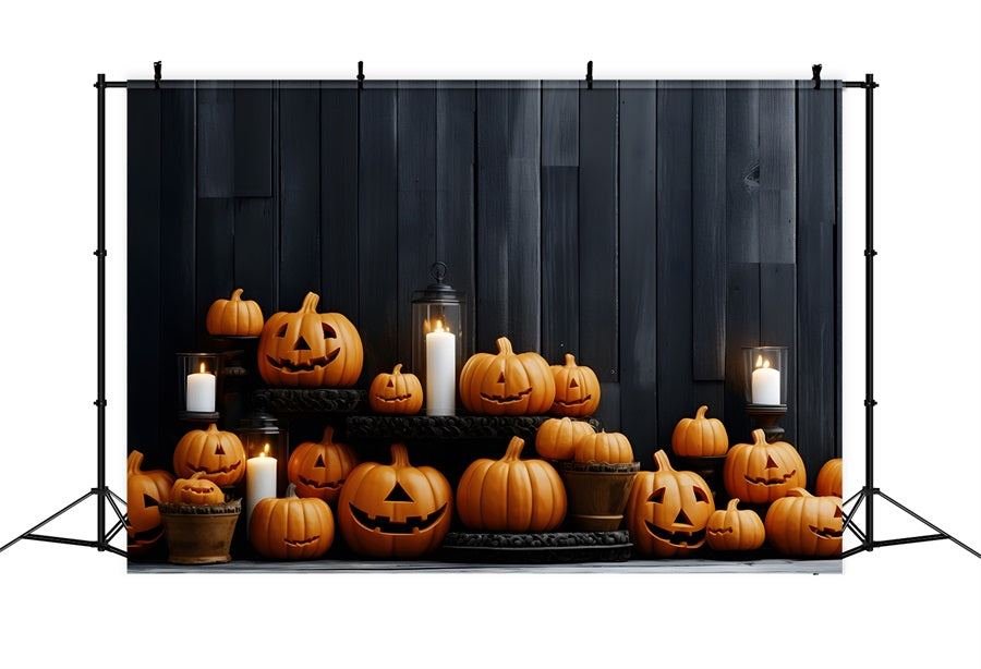 Halloween Pumpkin Lanterns Wooden Wall Backdrop UK RR7-260