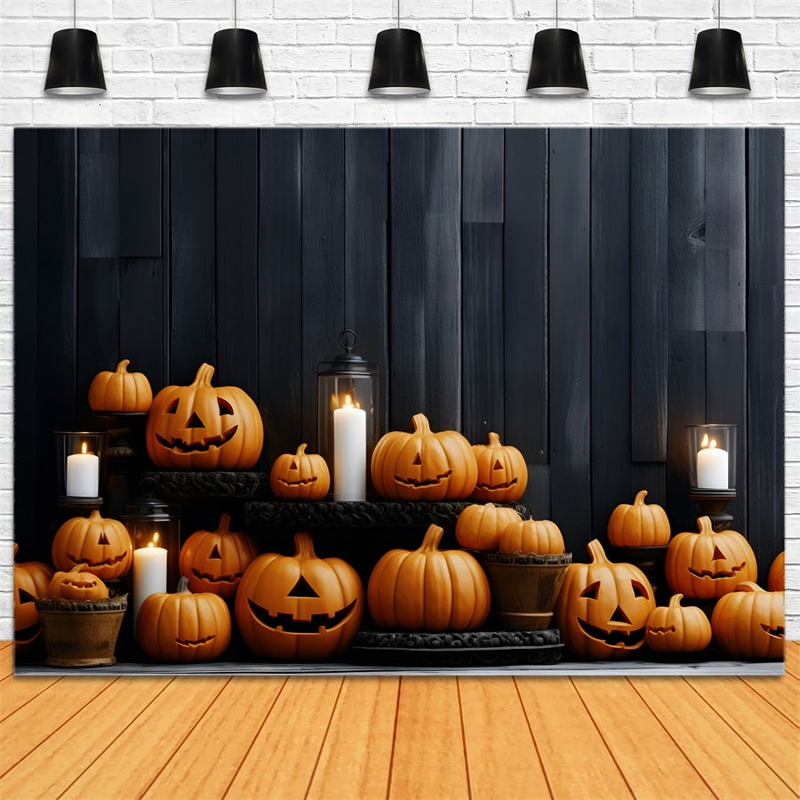 Halloween Pumpkin Lanterns Wooden Wall Backdrop UK RR7-260