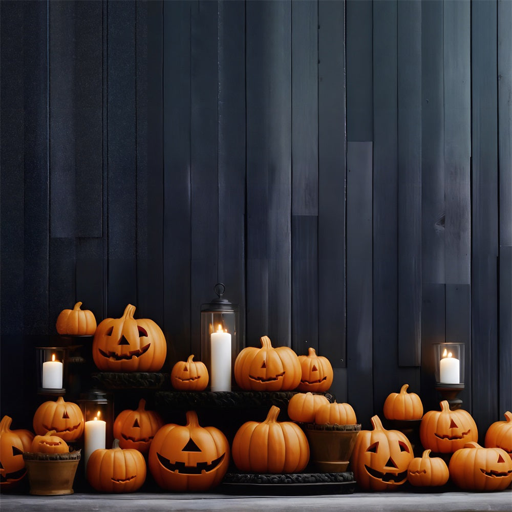 Halloween Pumpkin Lanterns Wooden Wall Backdrop UK RR7-260