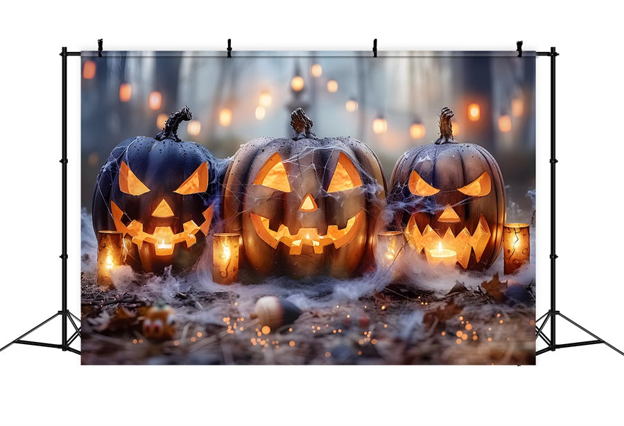 Halloween Pumpkin Lanterns Spooky Forest Backdrop UK RR7-262