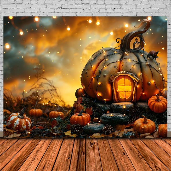 Halloween Enchanted Pumpkin House Backdrop UK RR7-265