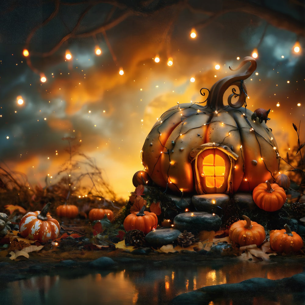 Halloween Enchanted Pumpkin House Backdrop UK RR7-265