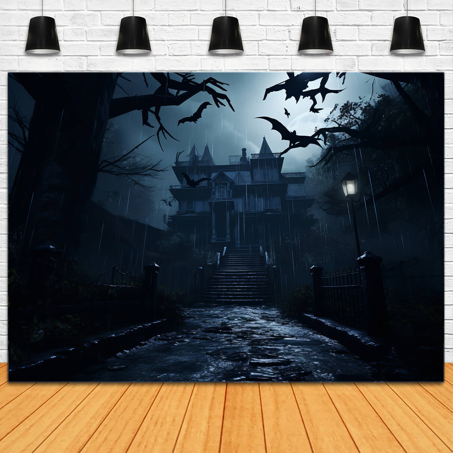 Halloween Night Ghost House Photo Backdrop UK RR7-27