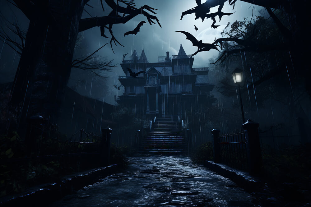 Halloween Night Ghost House Photo Backdrop UK RR7-27