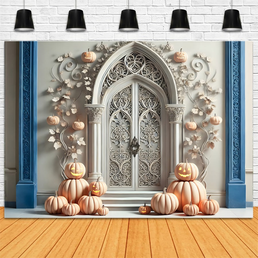 Halloween Pumpkin White Gothic Archway Backdrop UK RR7-272