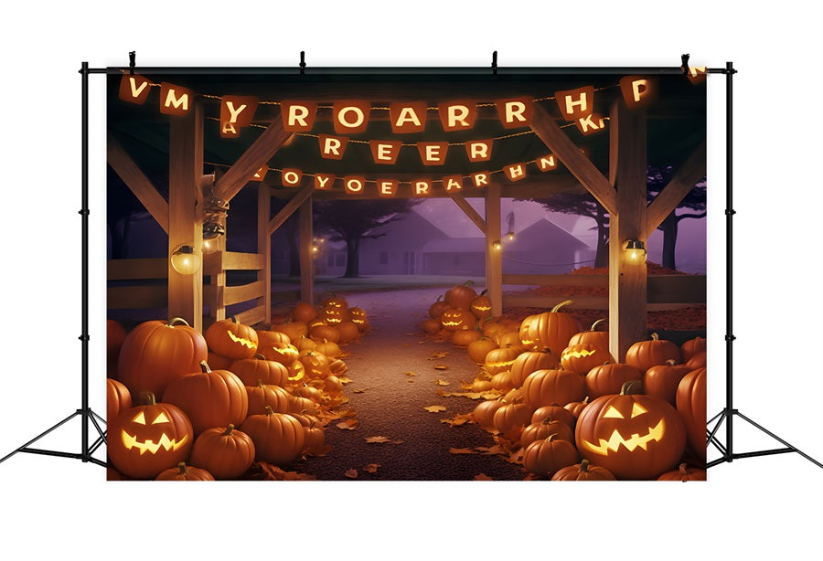 Halloween Pumpkin Festive Barn Pathway Backdrop UK RR7-288