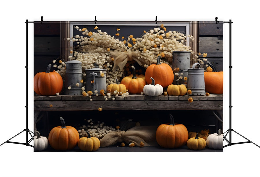 Rustic Autumn Pumpkin Wheat Bundle Backdrop UK RR7-289