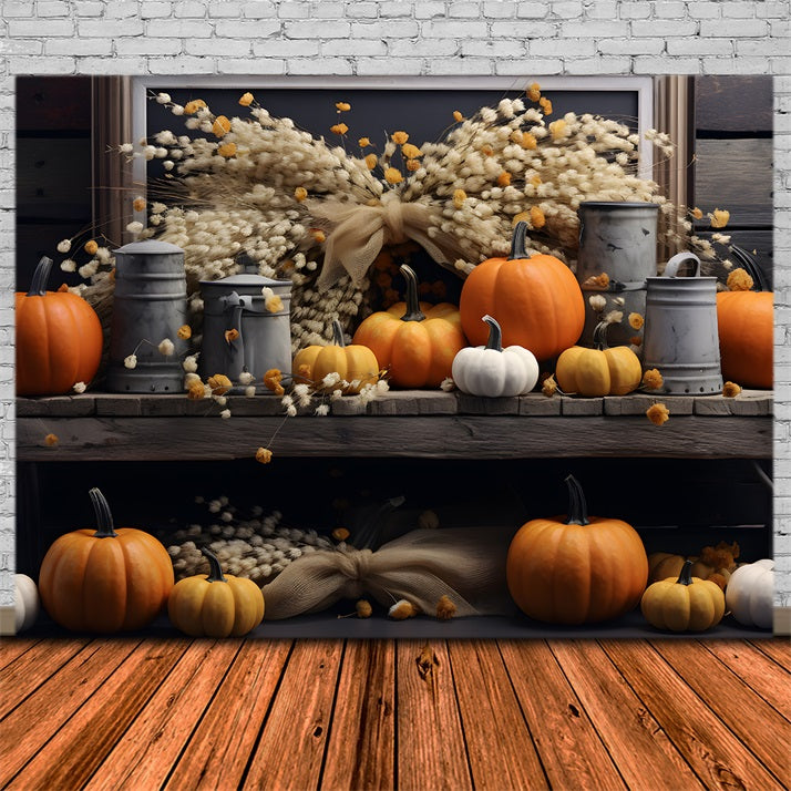 Rustic Autumn Pumpkin Wheat Bundle Backdrop UK RR7-289