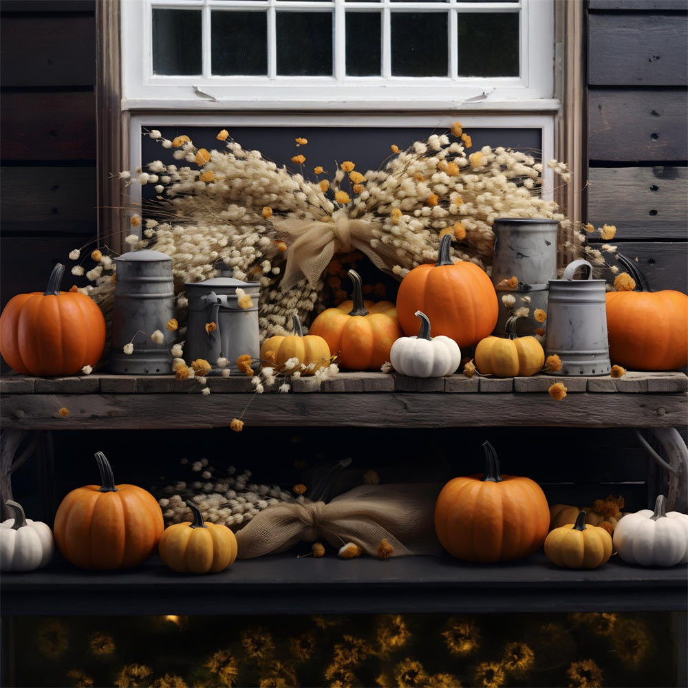 Rustic Autumn Pumpkin Wheat Bundle Backdrop UK RR7-289