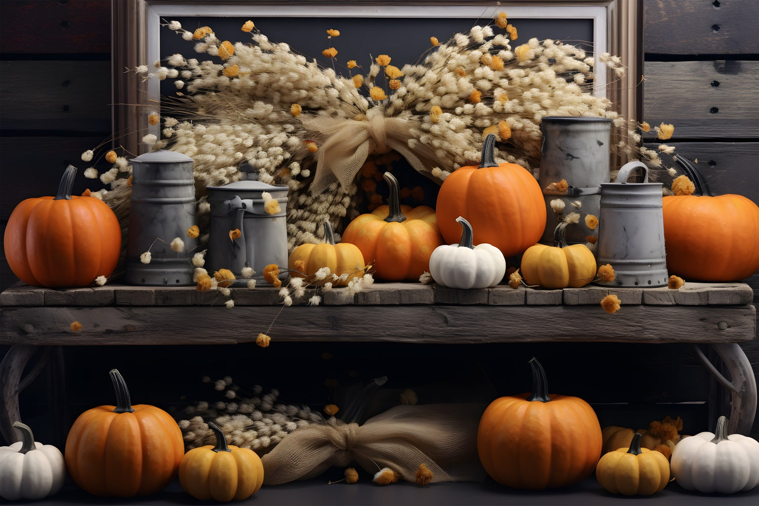 Rustic Autumn Pumpkin Wheat Bundle Backdrop UK RR7-289