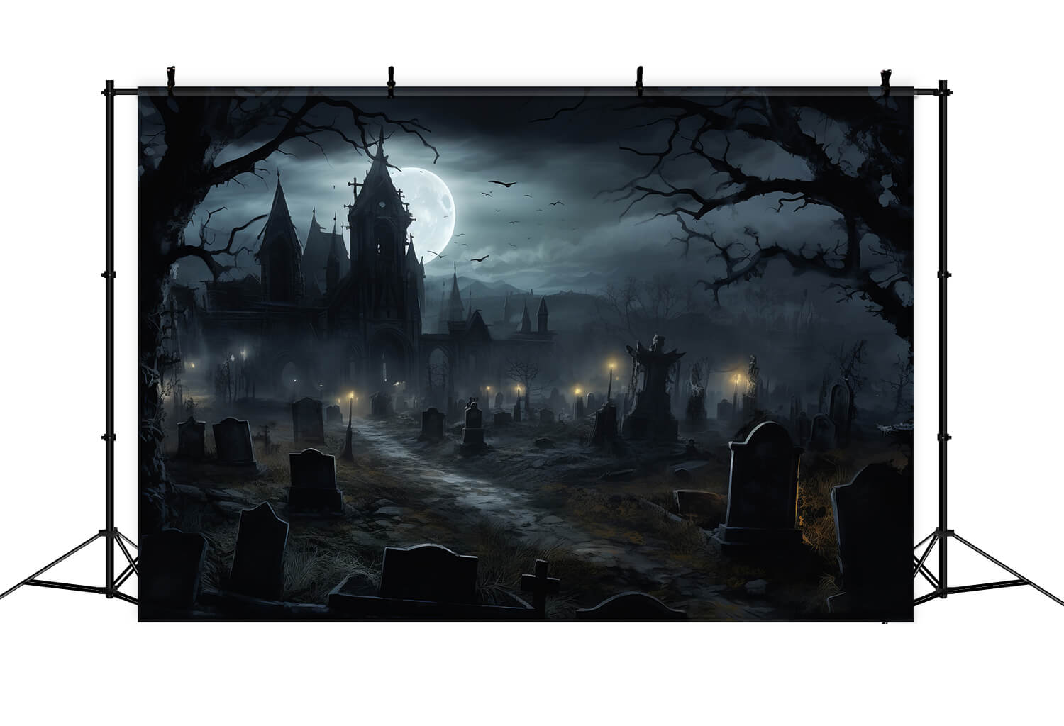 Haunted Castle Halloween Photography Backdrop UK RR7-29