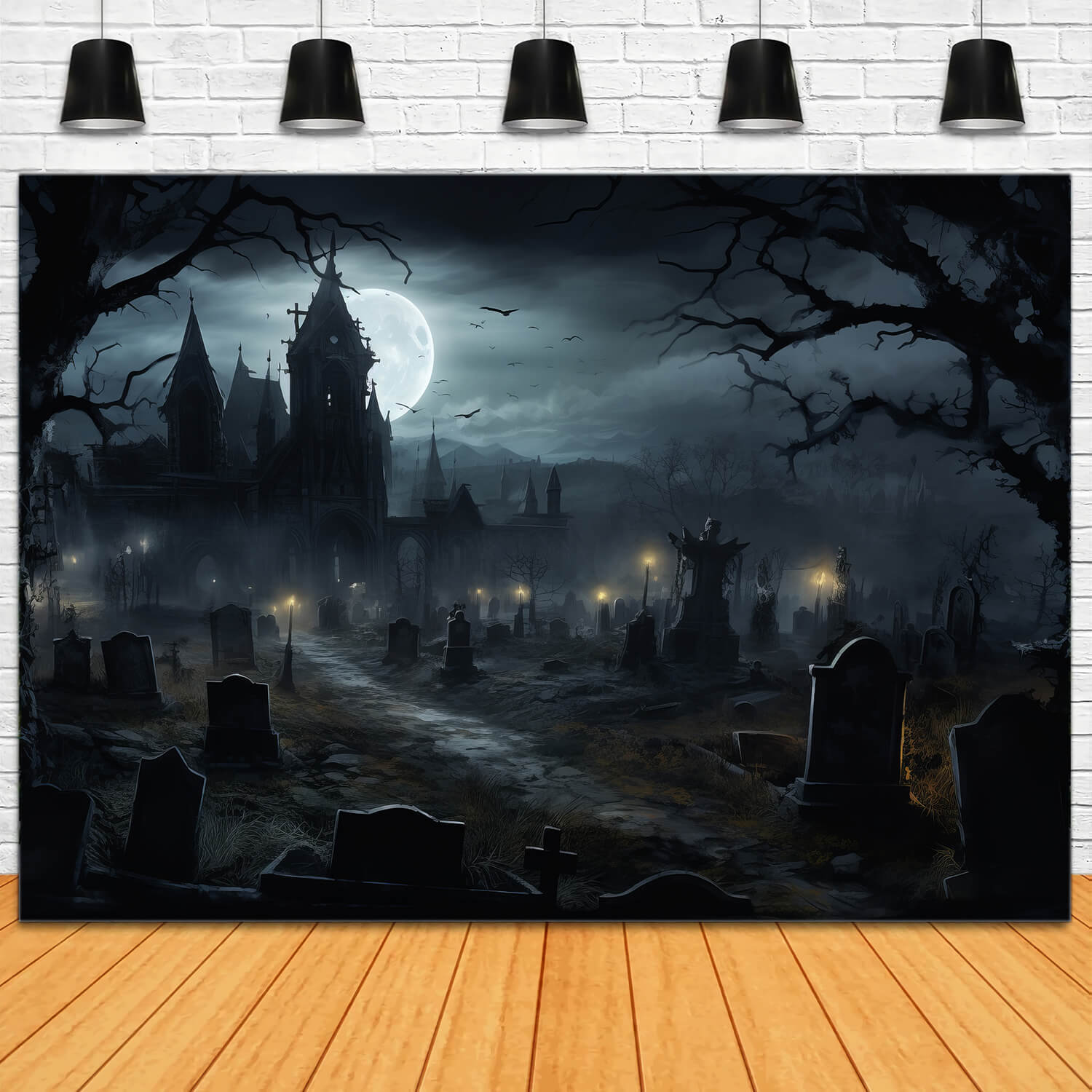 Haunted Castle Halloween Photography Backdrop UK RR7-29