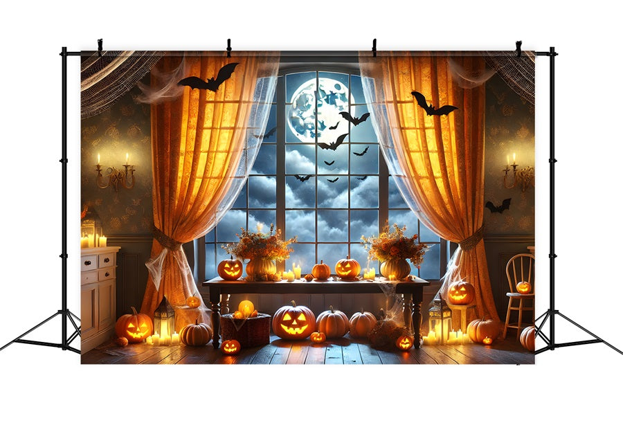 Halloween Pumpkin Full Moon Window Backdrop UK RR7-292