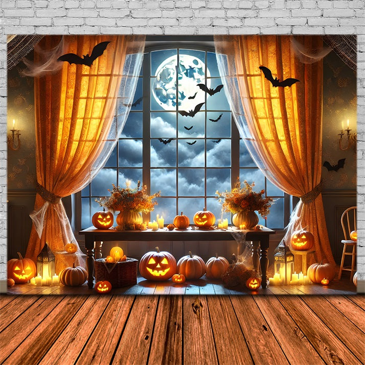 Halloween Pumpkin Full Moon Window Backdrop UK RR7-292