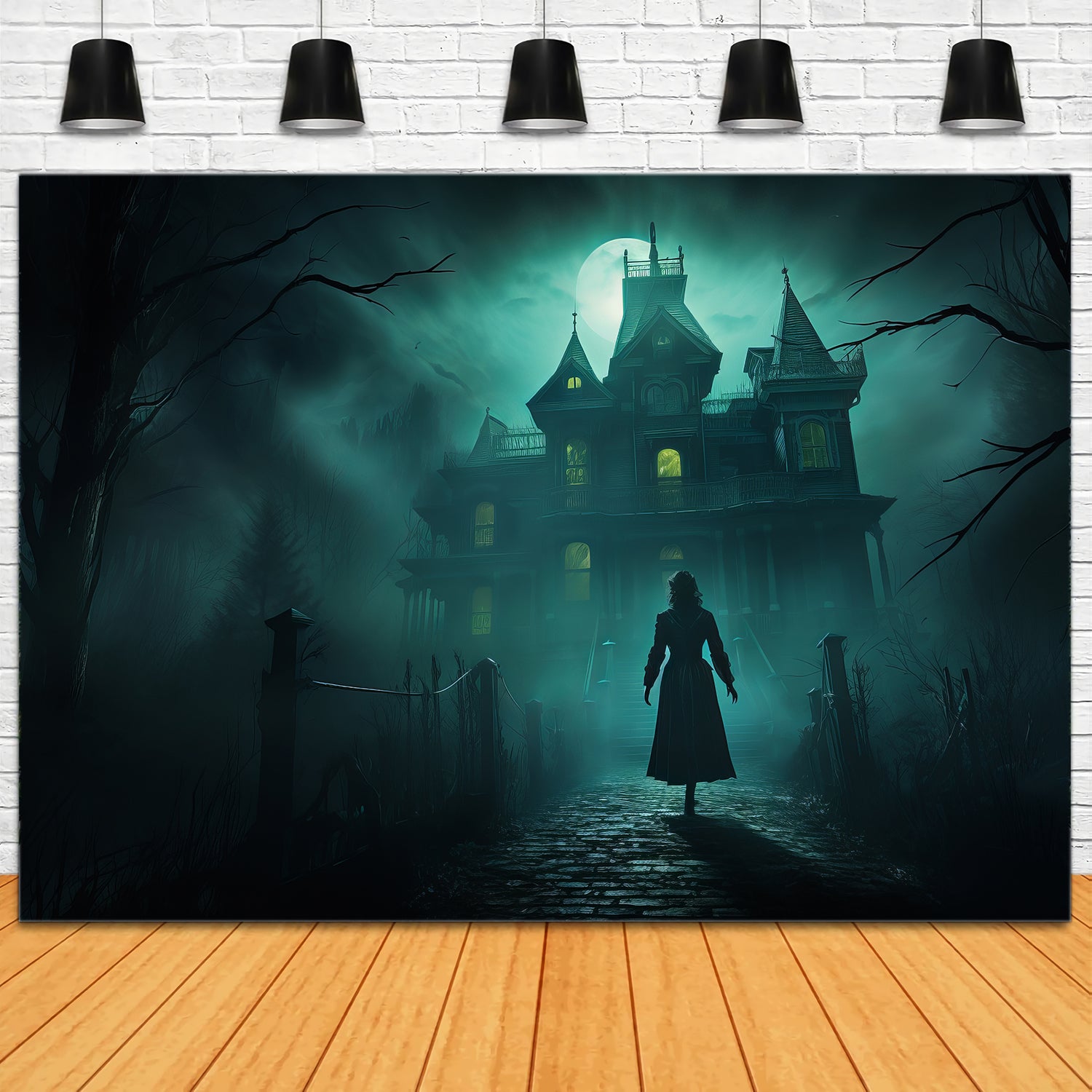 Halloween Spooky Haunted Mansion Backdrop UK RR7-30