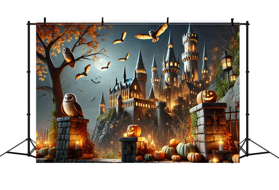 Halloween Pumpkin Lanterns Enchanted Castle Backdrop UK RR7-300