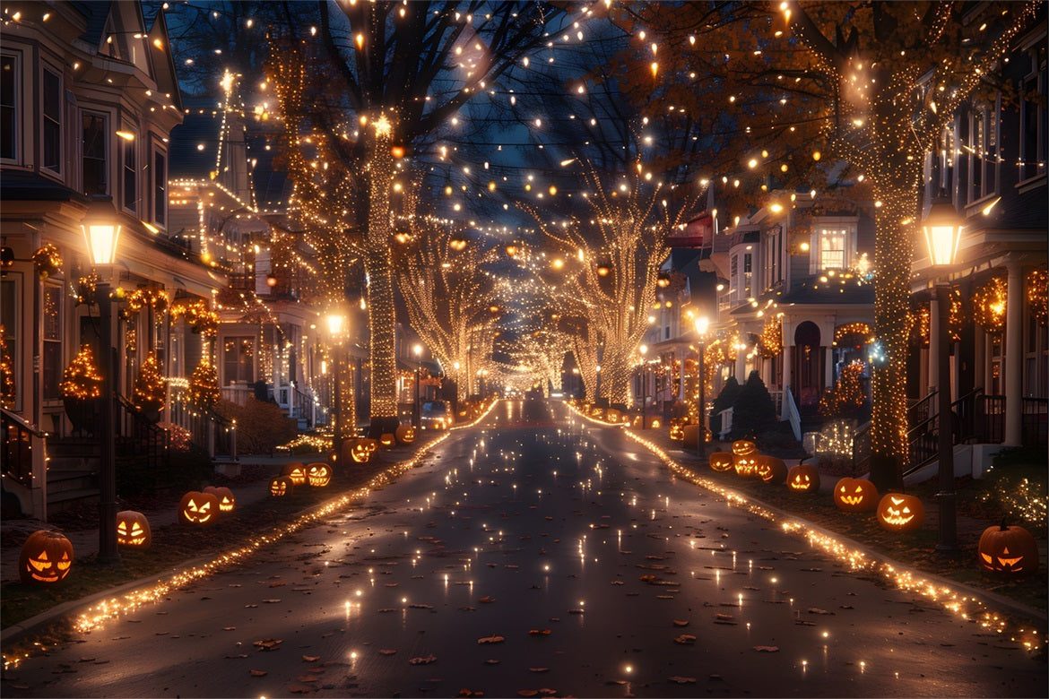 Halloween Festive Street Lights Backdrop UK RR7-309