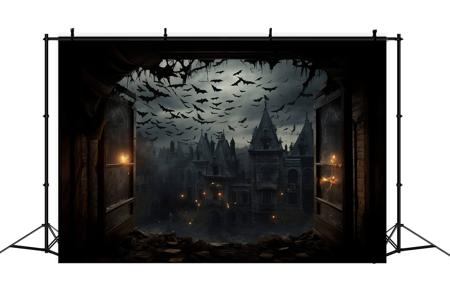 Spooky Halloween Castle Photography Backdrop UK RR7-31