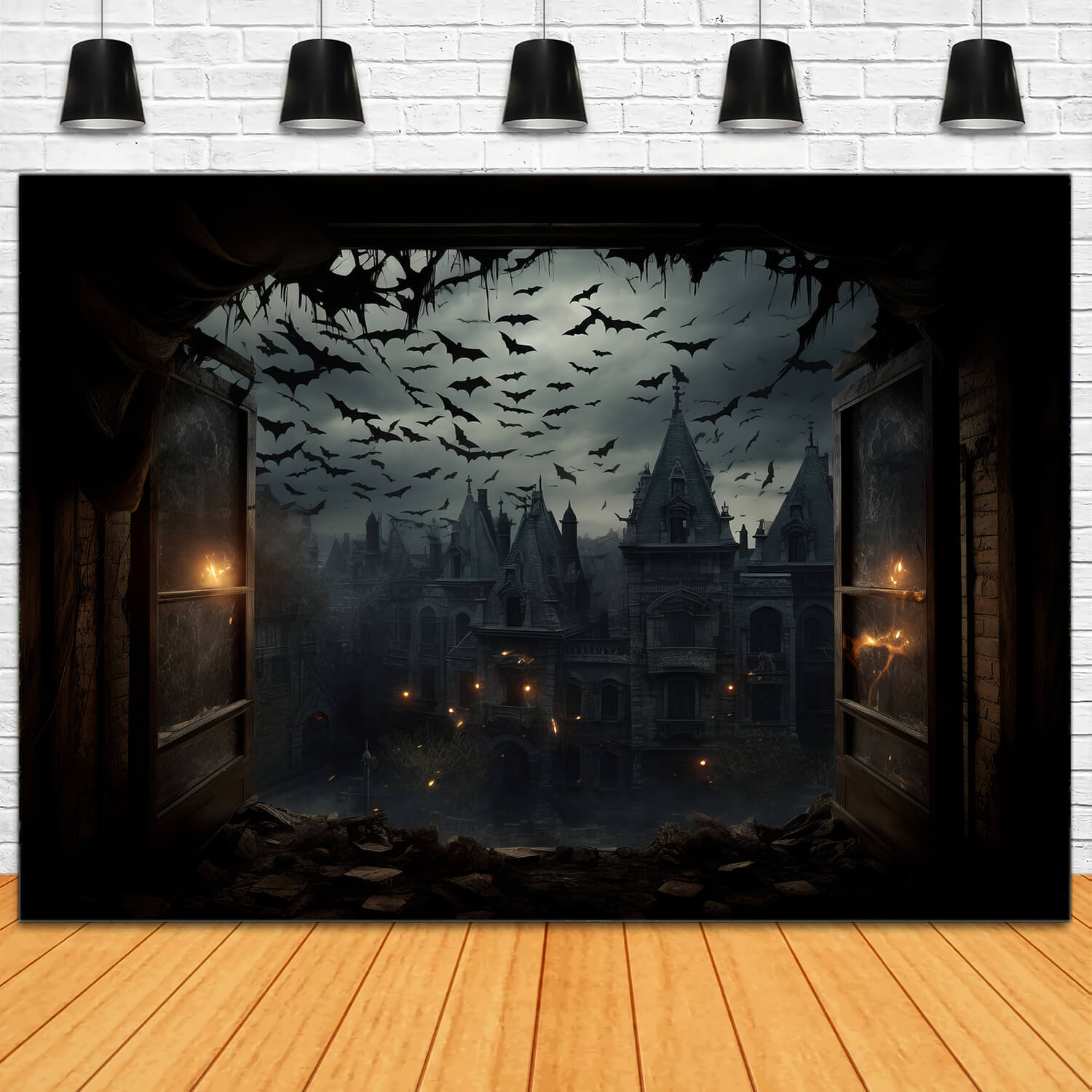 Spooky Halloween Castle Photography Backdrop UK RR7-31