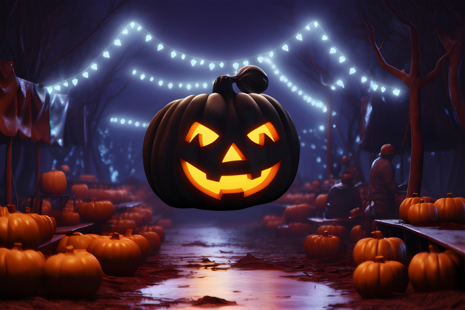 Floating Jack-O'-Lantern Night Halloween Backdrop UK RR7-310