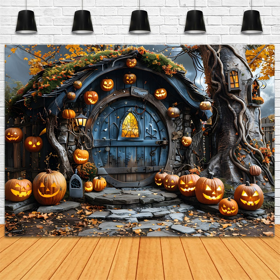 Halloween Pumpkin Hollow Enchanted Doorway Backdrop UK RR7-321