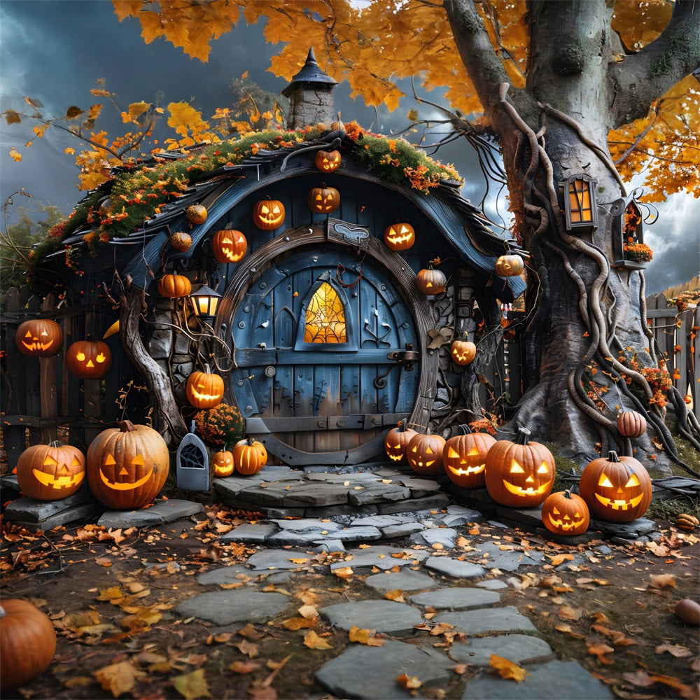 Halloween Pumpkin Hollow Enchanted Doorway Backdrop UK RR7-321