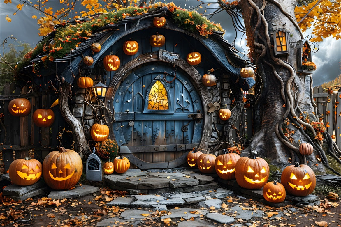 Halloween Pumpkin Hollow Enchanted Doorway Backdrop UK RR7-321