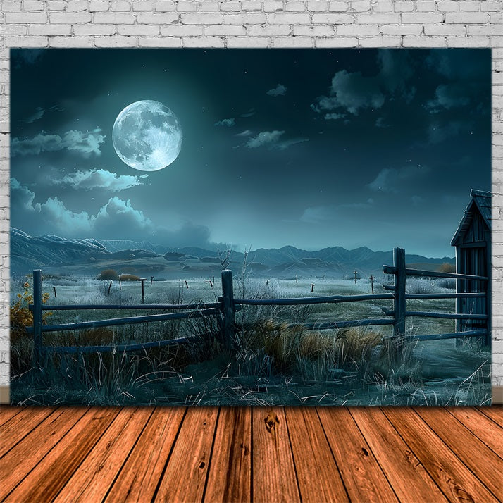 Moonlit Haunted Farm Halloween Backdrop UK RR7-329