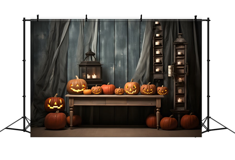 Halloween Rustic Pumpkin Lantern Clelit Backdrop UK RR7-331