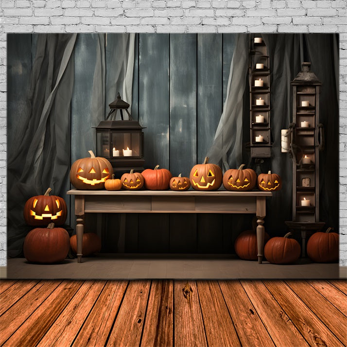 Halloween Rustic Pumpkin Lantern Clelit Backdrop UK RR7-331