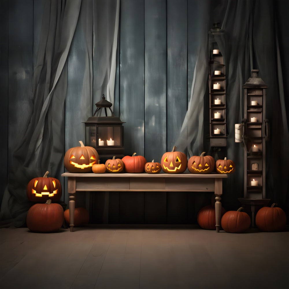 Halloween Rustic Pumpkin Lantern Clelit Backdrop UK RR7-331